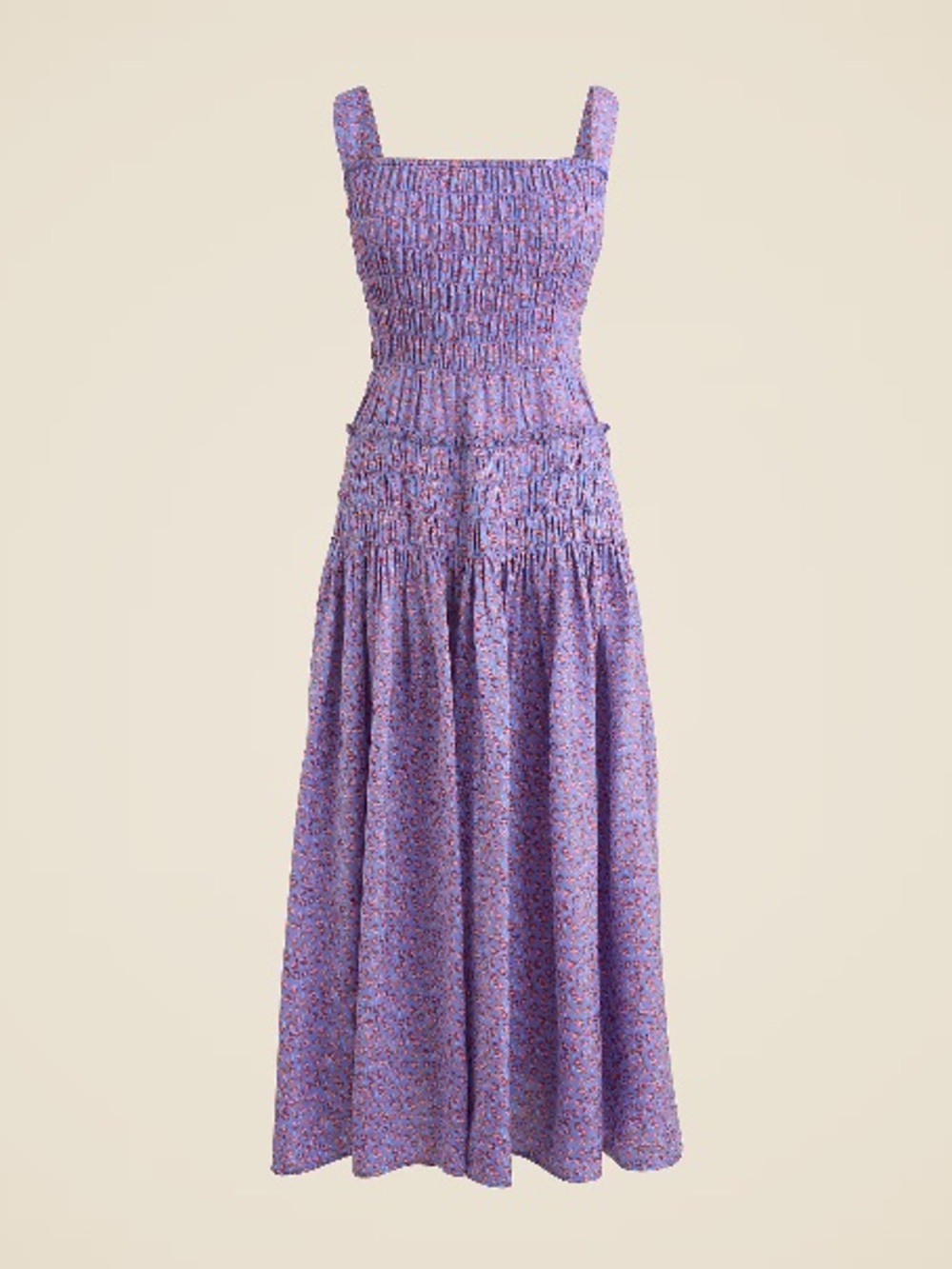 J CREW Smocked midi dress in summer fields lavender print